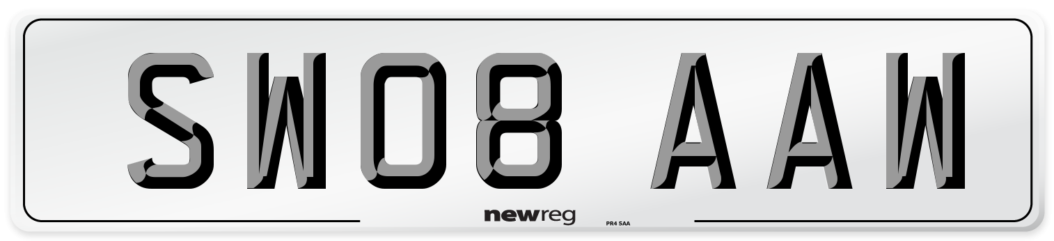 SW08 AAW Number Plate from New Reg